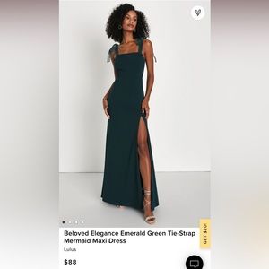 Beloved Elegance Emerald Green Tie-Strap
Mermaid Maxi Dress